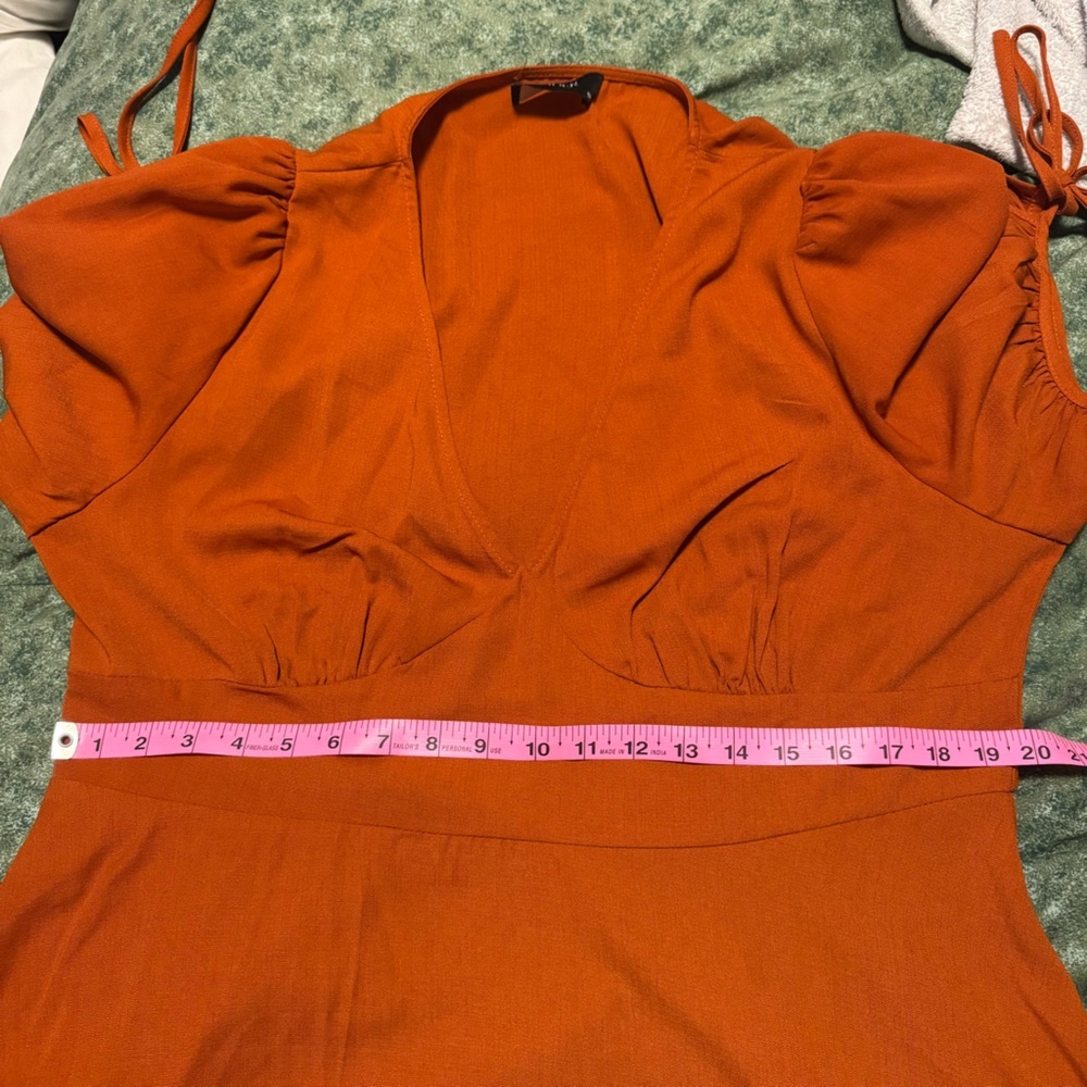 Cider Burnt Orange Tie Sleeve Mini Dress - Women’s 1X - Picture 10 of 10